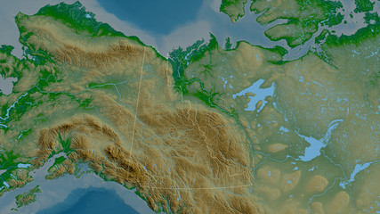 Yukon, Canada - outlined. Physical