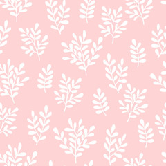Vector seamless floral pattern with hand drawn small branches. Cute simple design for wallpaper, fabric, textile, wrapping paper