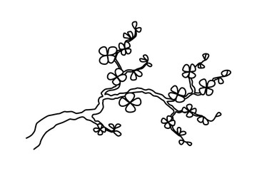 Vector hand drawn illustration of blossoming sakura branch. Symbol of spring