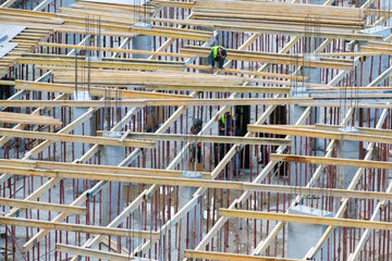 Construction workers on a construction site