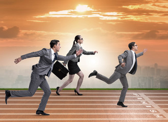 Businesspeople running in competition concept