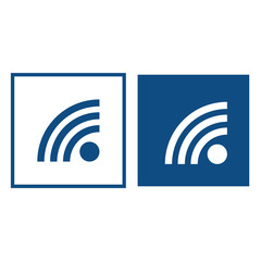 Signal internet. The symbol is located in a square frame. Vector blue icon.