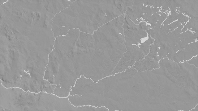 Mbomou, Central African Republic - outlined. Grayscale