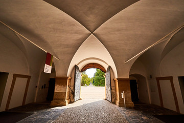 View at Eggenberg palace entrance tourist spot, famous travel destination in Styria.