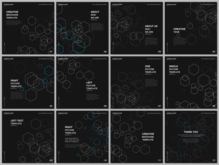 Brochure layout of square format covers design template for square flyer leaflet, brochure design, report, presentation. Geometric background with hexagons for medicine, science and technology concept