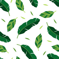 Summer seamless pattern with leaves. Vector illustration.