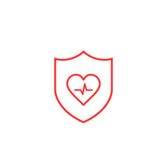 Shield icon with Heartbeat line sign Isolated on White, Vector illustration