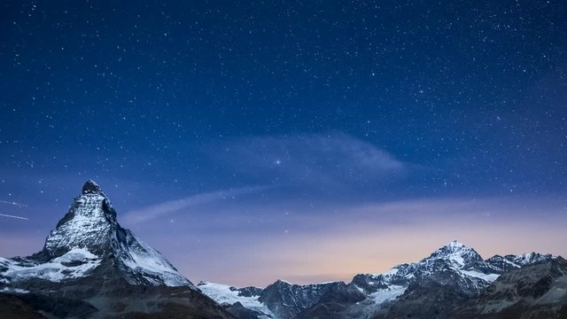 Stars And Clouds Over The Matterhorn Timelapse
