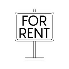 Information plate for renting a house and other real estate. Vector illustration in a linear style isolated on white background.