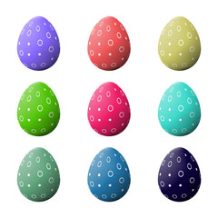 Set of realistic eggs on white background. Easter collection. Vector illustration.