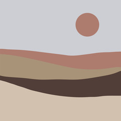 Modern abstract landscape. The sky, the hills, the sun. Vector illustration - 328942660
