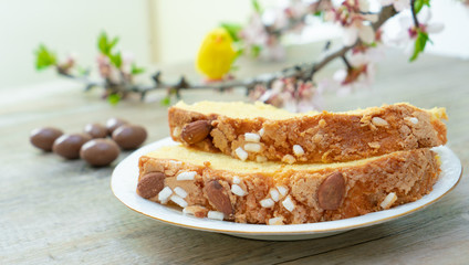 Traditional italian sweet easter on the wood background