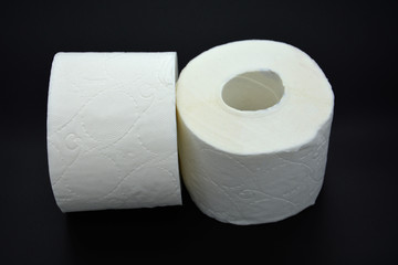 Toilet paper roll isolated on black background  I
