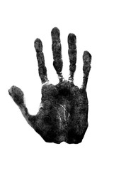 Beautiful black print of hand isolated on white