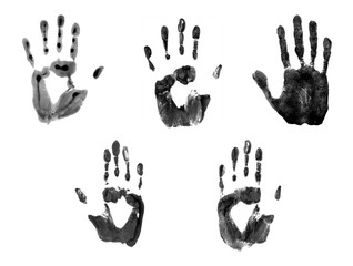 Set of black hand brushes isolated on white background