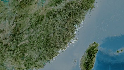 Fujian, China - outlined. Satellite © Yarr65
