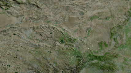 Gansu, China - outlined. Satellite