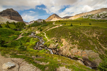 The Rocky Mountains. A small alpine stream along the Helen Lake trail in Banff National Park, Alberta, Canada