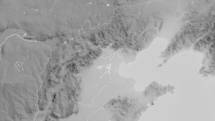 Hebei, China - outlined. Grayscale