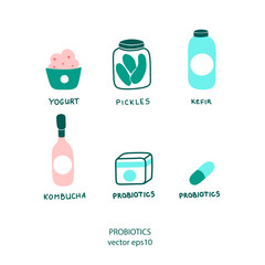 Probiotics icon, great design for any purposes. Healthy nutrition set.