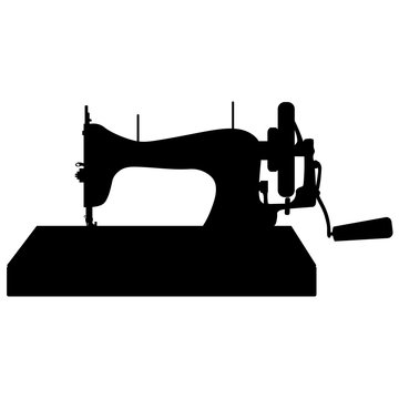 Rare sewing machine with manual drive - vector illustration. They're going against a white background.
