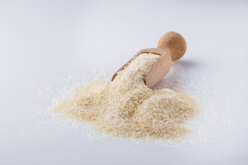 natural animal gelatin on white acrylic background