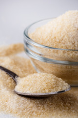 natural animal gelatin on white acrylic background