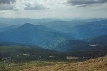 Fototapeta na wymiar View of Carpathian mountains, Ukraine. Travel and nature concept