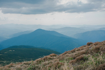 View of Carpathian mountains, Ukraine. Travel and nature concept