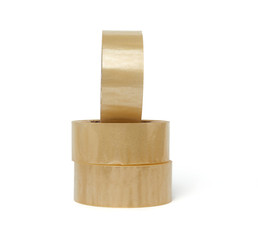 stack of transparent adhesive tape in round winding isolated on a white background