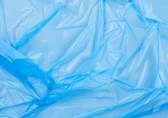 crumpled blue polyethylene texture