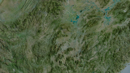 Hunan, China - outlined. Satellite