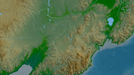 Jilin, China - outlined. Physical