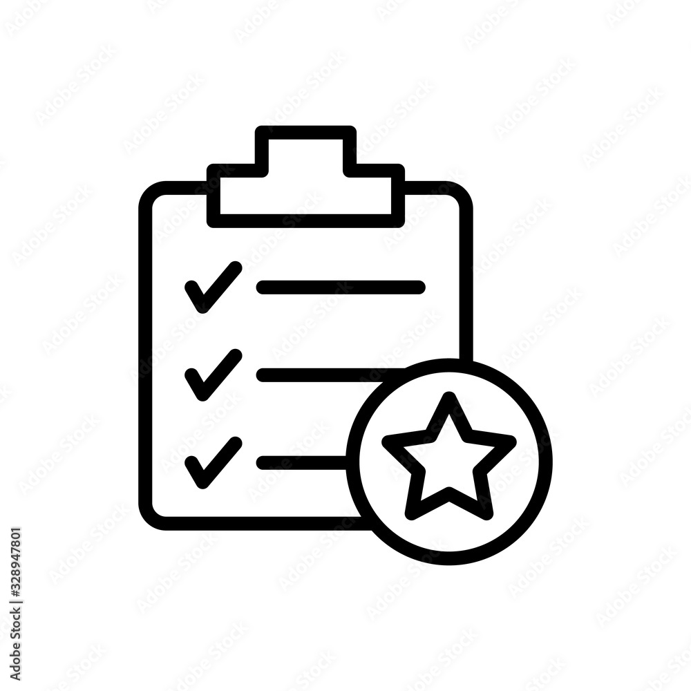 Poster check list, star icon. simple line, outline vector elements of success for ui and ux, website or mob