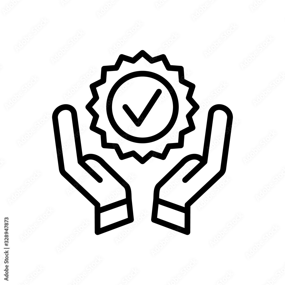 Poster check mark, hand icon. simple line, outline vector elements of success for ui and ux, website or mob