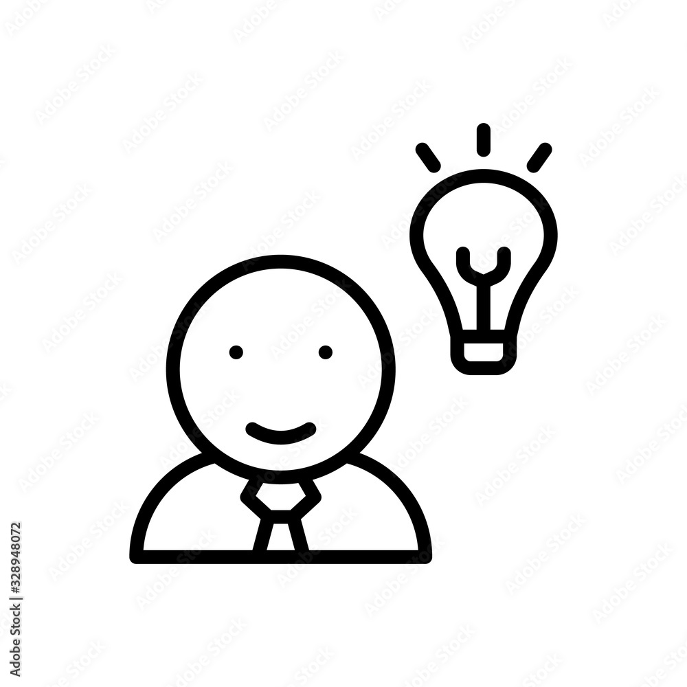 Poster avatar, man, light bulb icon. simple line, outline vector elements of success for ui and ux, website