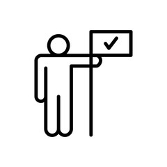 Man, flag, check mark icon. Simple line, outline vector elements of success for ui and ux, website or mobile application
