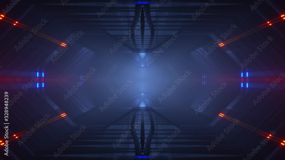 Wall mural futuristic scifi tunnel 3d render animation loop