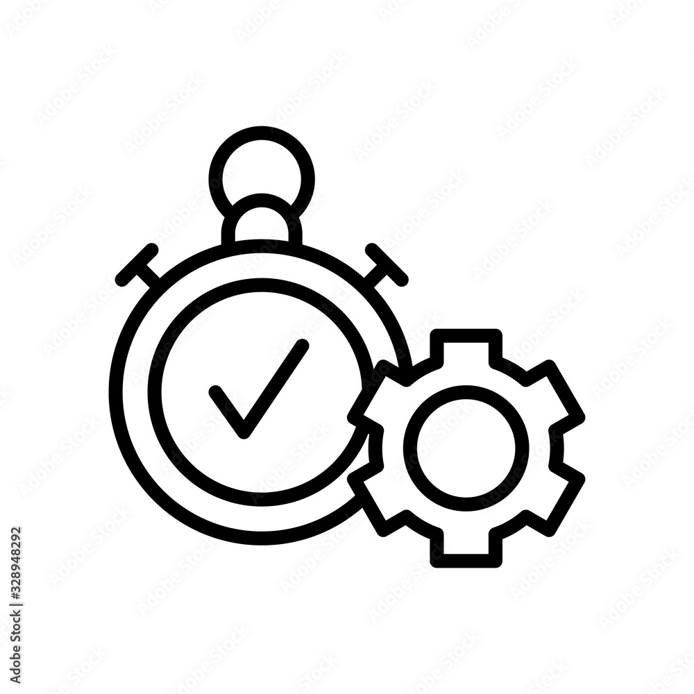 Aufkleber gear, check mark, stopwatch icon. simple line, outline vector elements of success for ui and ux, web