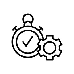 Gear, check mark, stopwatch icon. Simple line, outline vector elements of success for ui and ux, website or mobile application