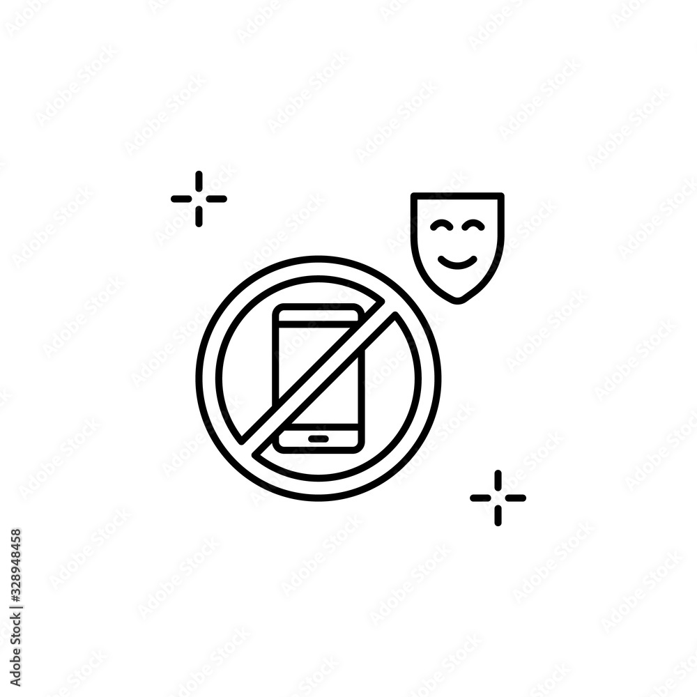 Poster no phone icon. simple line, outline vector elements of theatre for ui and ux, website or mobile appl