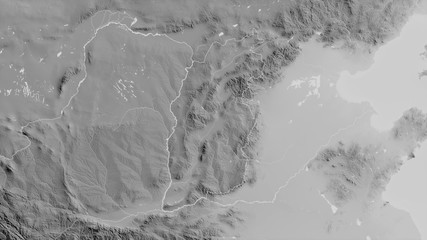 Shanxi, China - outlined. Grayscale