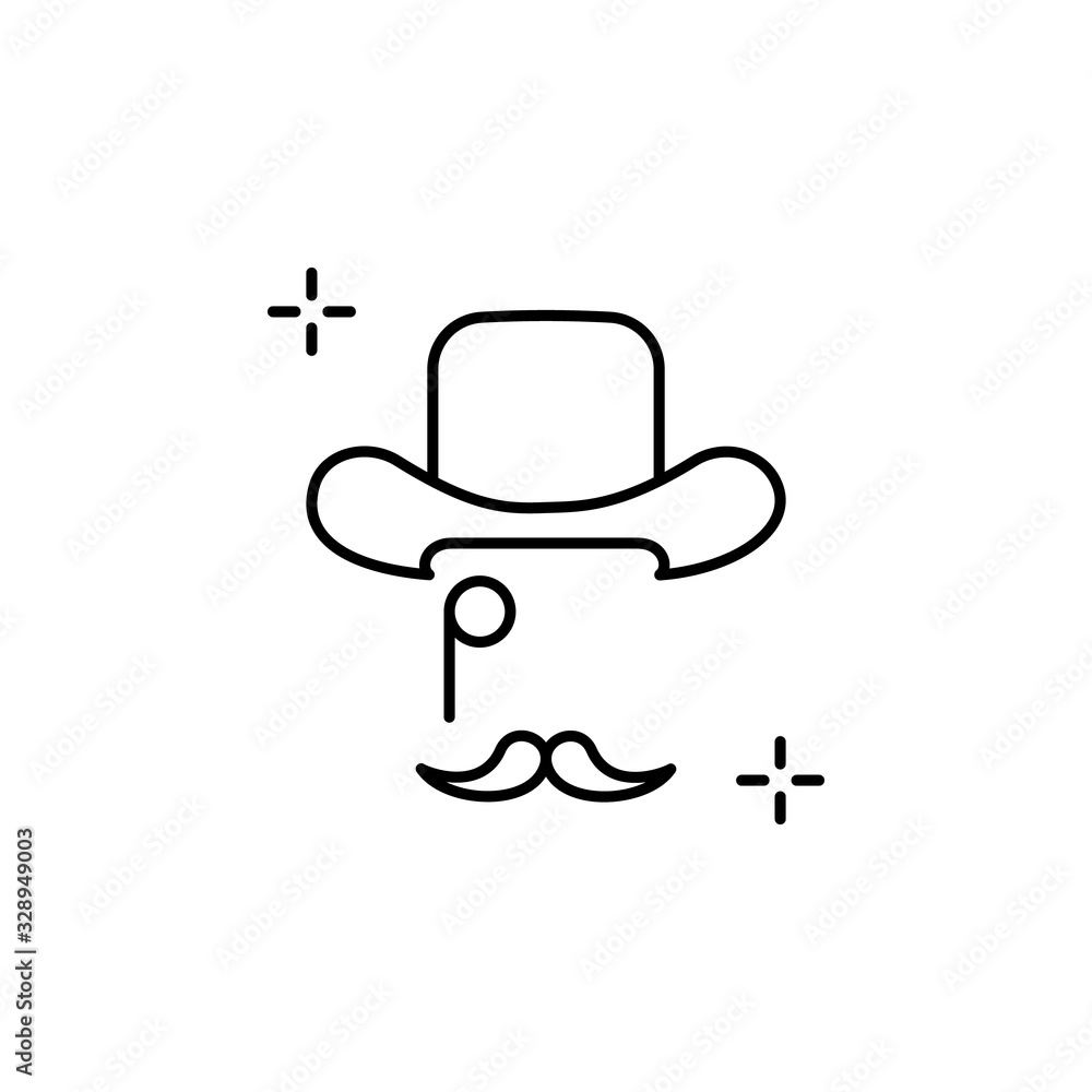 Poster hat, mustache icon. simple line, outline vector elements of theatre for ui and ux, website or mobile