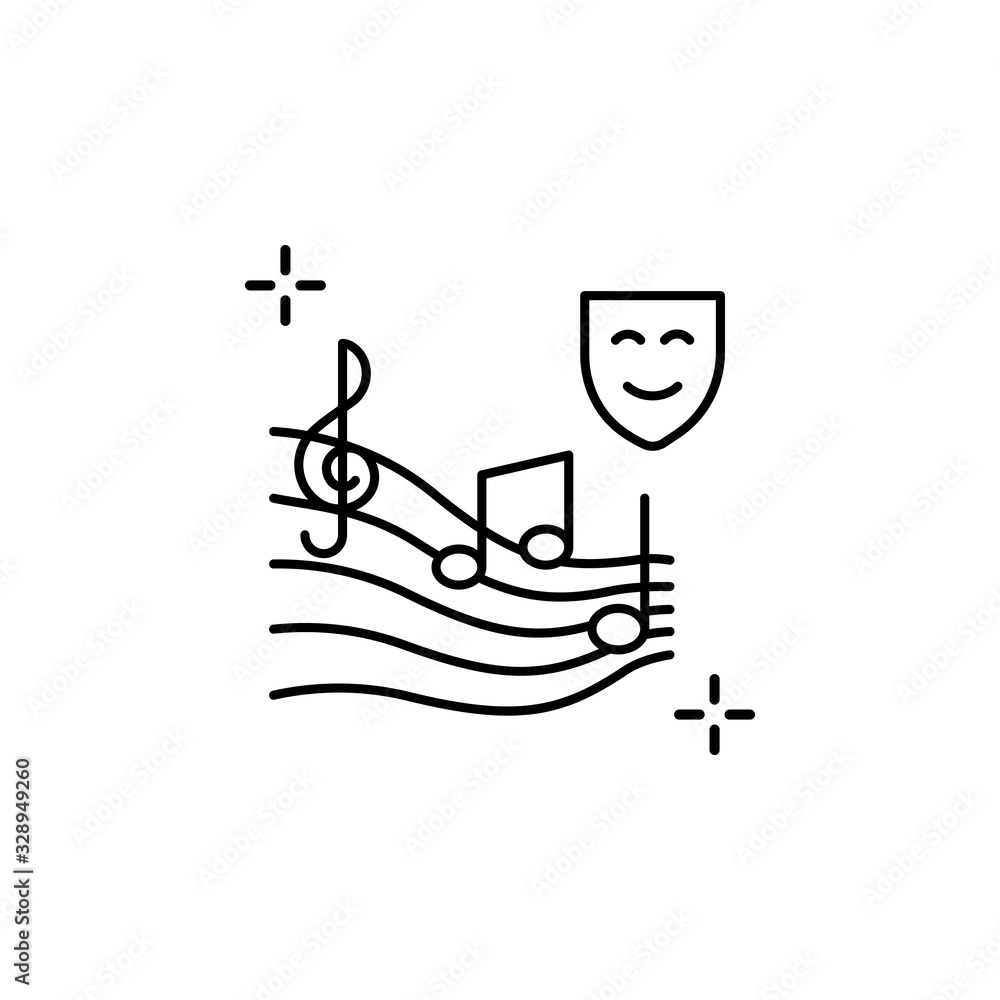Poster music notes icon. simple line, outline vector elements of theatre for ui and ux, website or mobile a