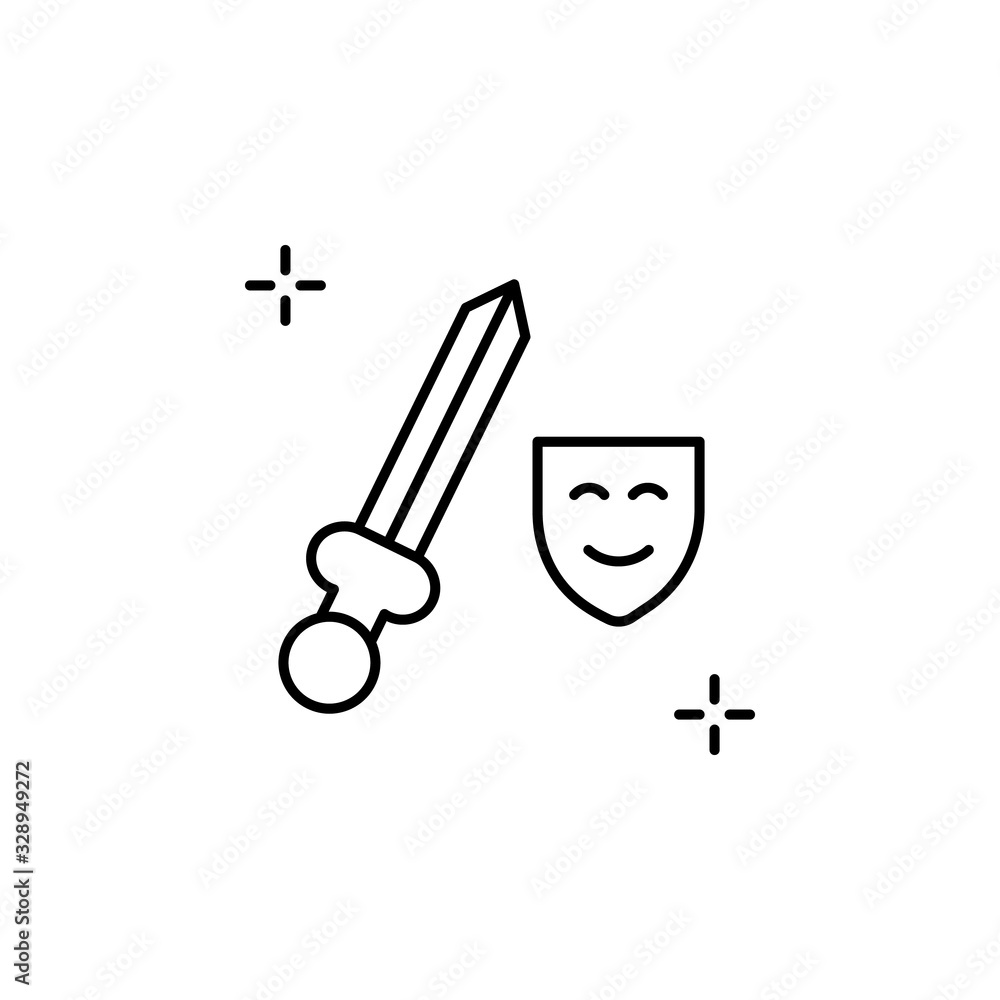 Poster sword icon. simple line, outline vector elements of theatre for ui and ux, website or mobile applica