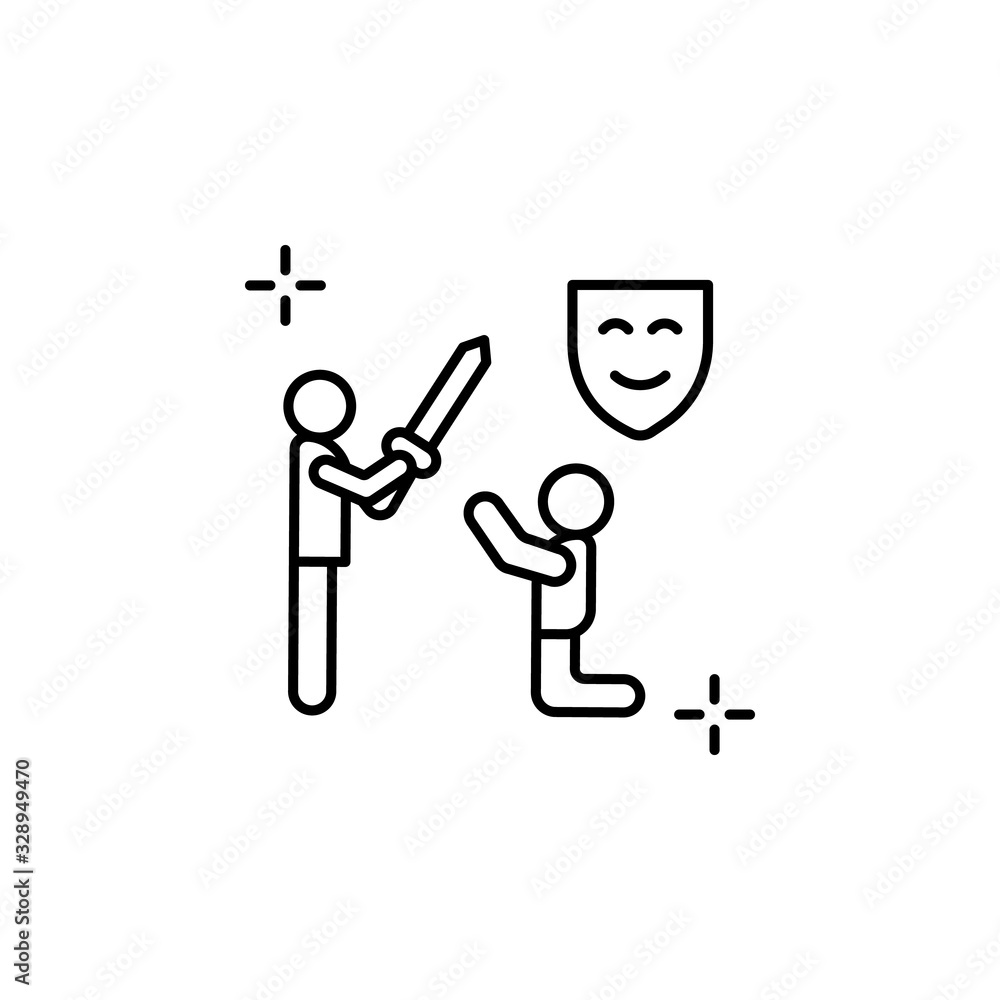 Poster sword, actors icon. simple line, outline vector elements of theatre for ui and ux, website or mobile