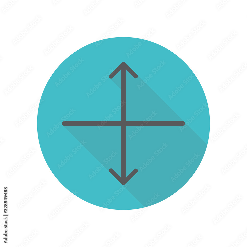 Poster arrow pointing up and down long shadow icon. simple thin line, outline vector of restaurant icons fo