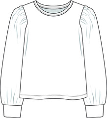 Sweatshirt.Round neck top with long balloon sleeves.