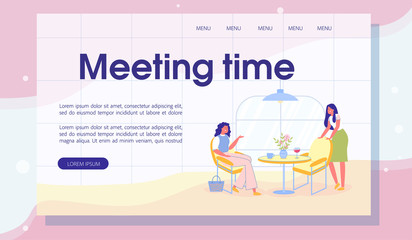 Friends Meeting Time Design Flat Landing Page