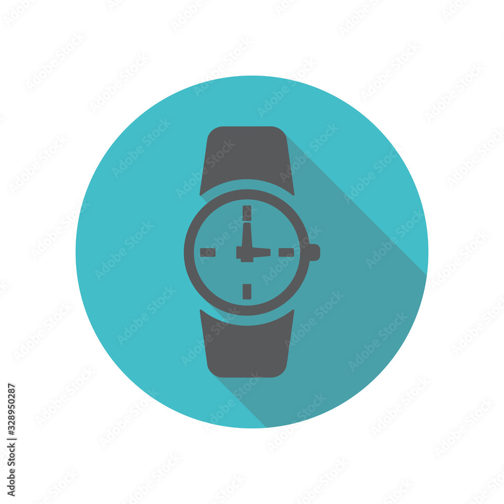 Poster watch long shadow icon. simple thin line, outline vector of restaurant icons for ui and ux, website 